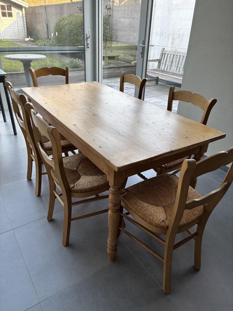 Tafel met 6 stoelen, Huis en Inrichting, Ophalen, Gebruikt, 50 tot 100 cm, Landelijk
