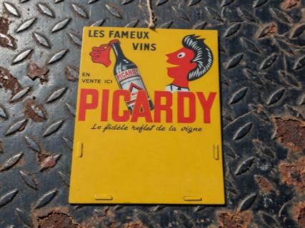 Frans Reclamebord PICARDY Wijn Vintage Blikken Bord Jaren 50, Enlèvement, Utilisé, Panneau publicitaire