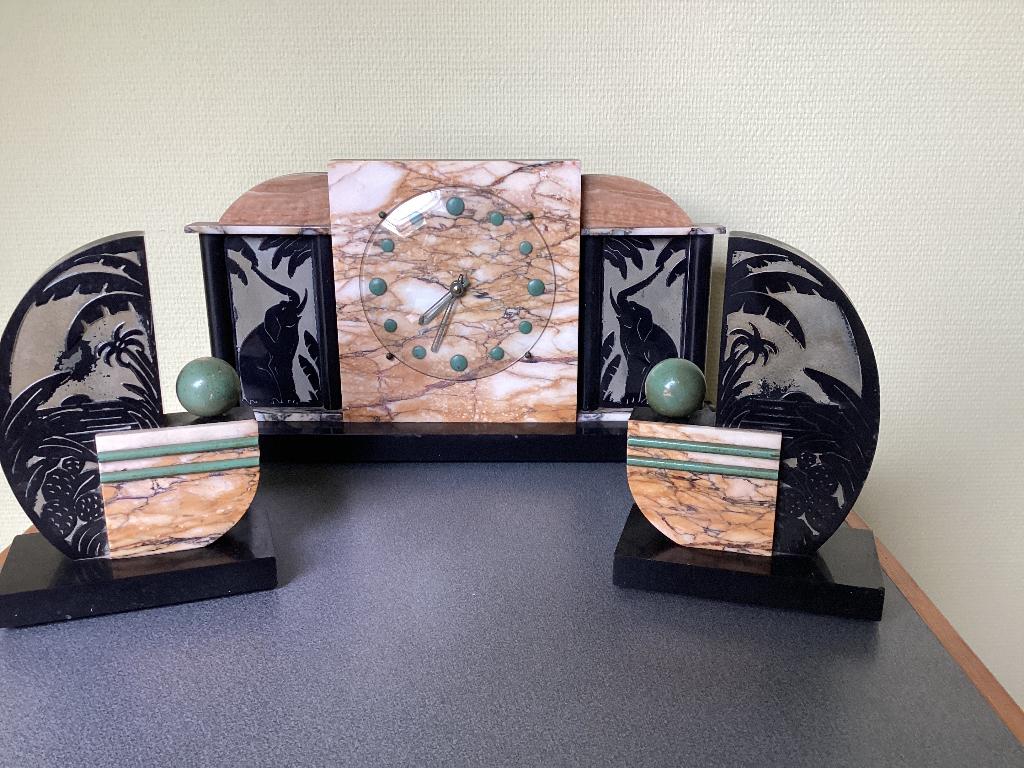 Marmeren schouwgarnituur, Antiek en Kunst, Ophalen