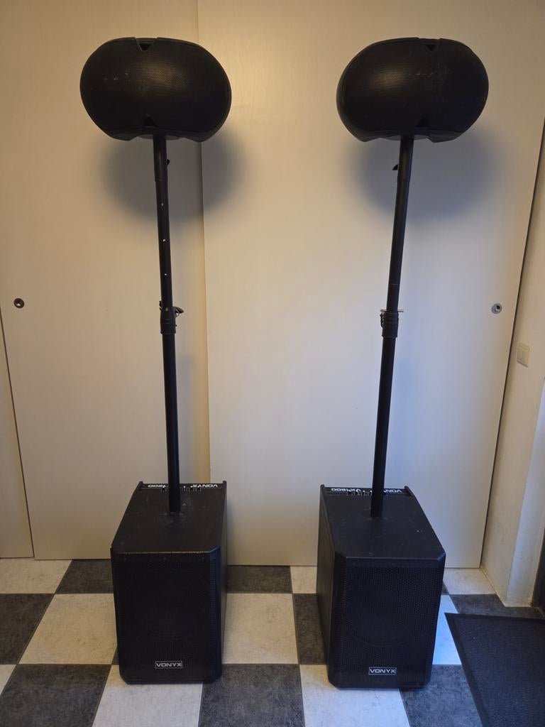 Actieve geluidsset vonyx 1200 ev evid 6.2 kabels paaltjes, Ophalen, Gebruikt, 500 tot 1000 watt, P.A.
