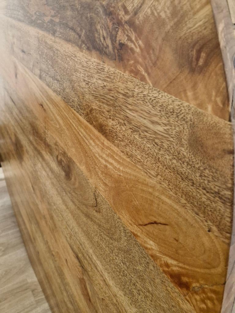 table à manger ronde en bois de manguier 150 cm, 100 à 150 cm, Cinq personnes ou plus, Rond, Comme neuf