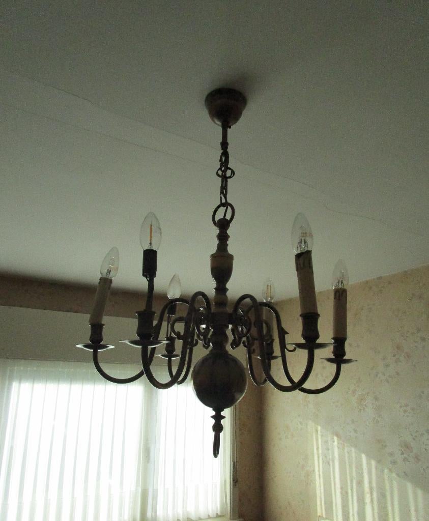 luster 6 lampjes, Ophalen, Gebruikt, Metaal