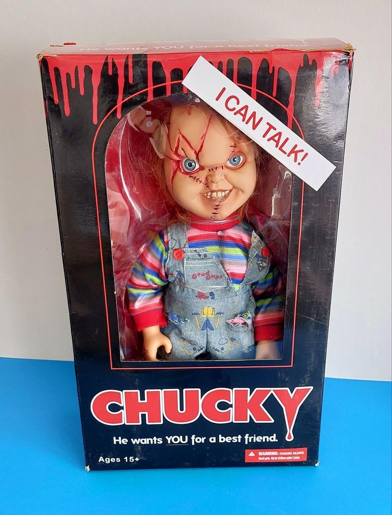 Poupée parlante Chucky Mezco toyz, Collections, Enlèvement ou Envoi, Comme neuf, Film, Figurine ou Poupée