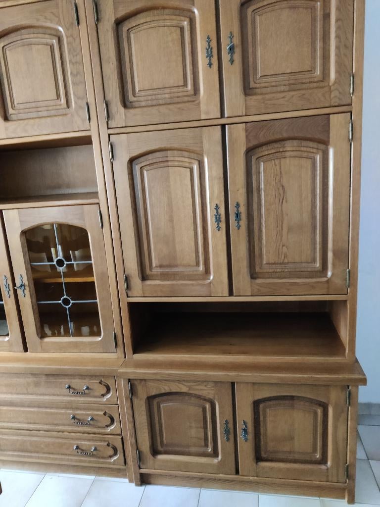 tafel en 6 stoelen en/of wandkast, Huis en Inrichting, Complete eetkamers, Ophalen, Gebruikt, Landelijk, 4 tot 6 stoelen