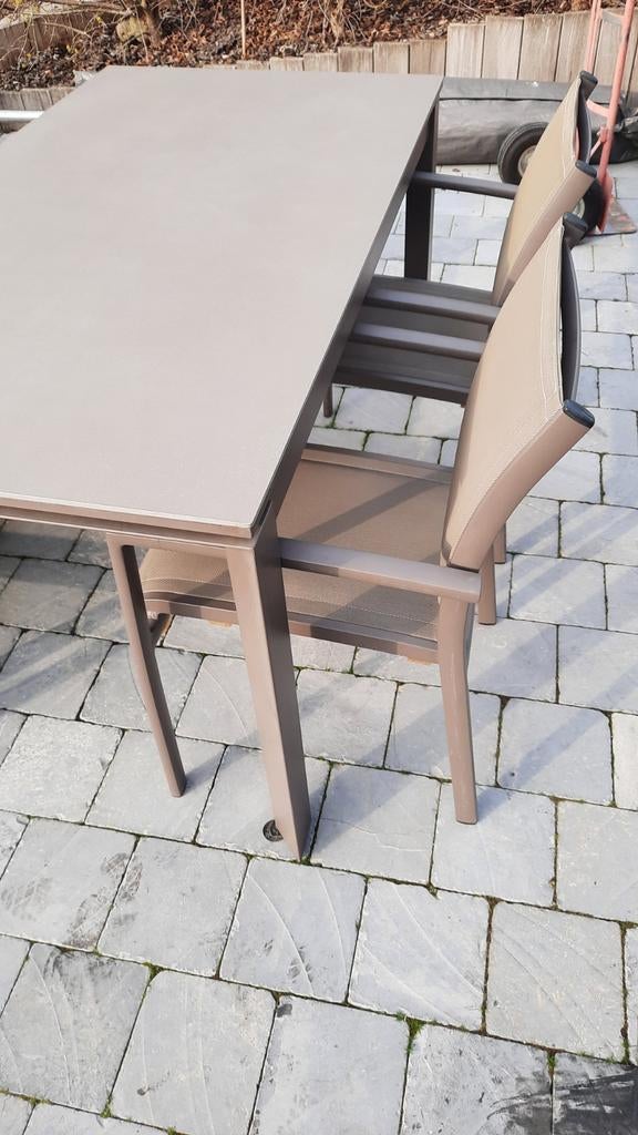 Table de jardin avec chaises., Jardin & Terrasse, Salons de jardin, Aluminium, Comme neuf, 8 places