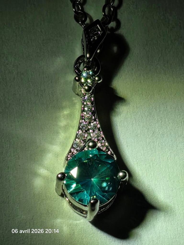 Sterling zilveren hanger met moissaniet, Ophalen, Blauw, Zilver