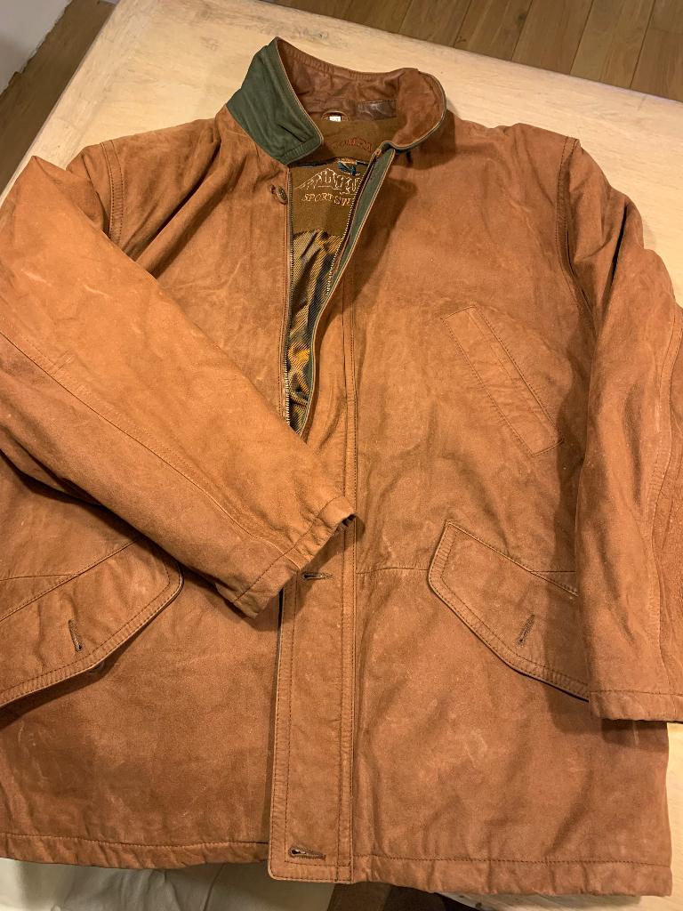 Vintage leder jas heren XXL, Bruin, Overige maten, Ophalen of Verzenden, P&P Company
