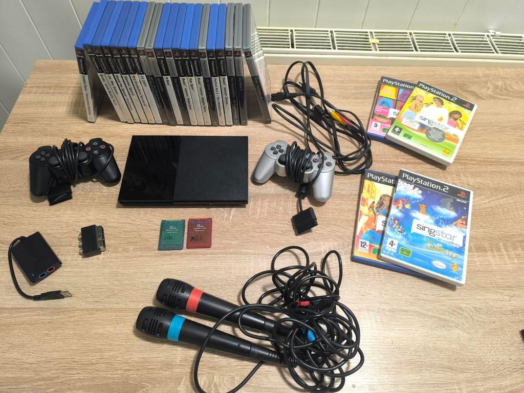 PlayStation 2 Slim bundel met 20 games & SingStar, Games en Spelcomputers, Spelcomputers | Sony PlayStation 2, Ophalen of Verzenden