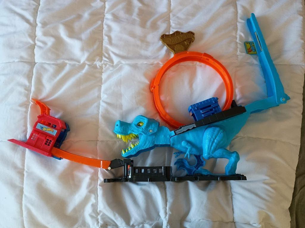 Hot Wheels City T-Rex aanval - Speelgoed auto racebaan, Comme neuf, Enlèvement, Circuit, Hot Wheels