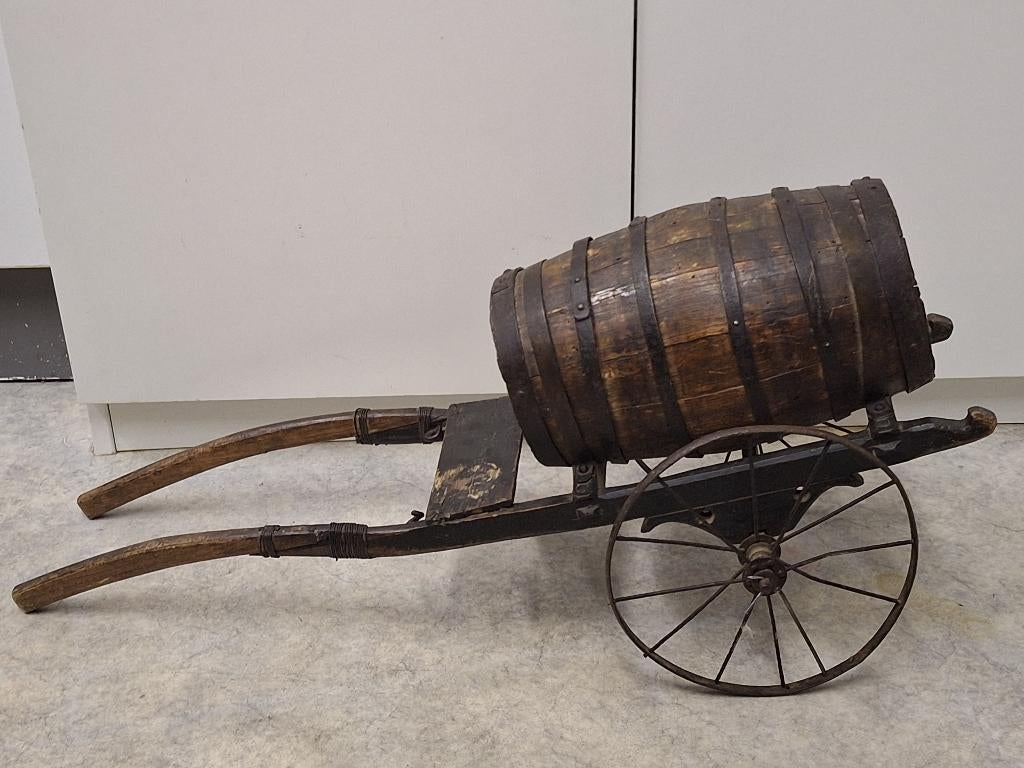 oud houten honden karretje, met ton, begin 1900, Antiek en Kunst, Ophalen of Verzenden