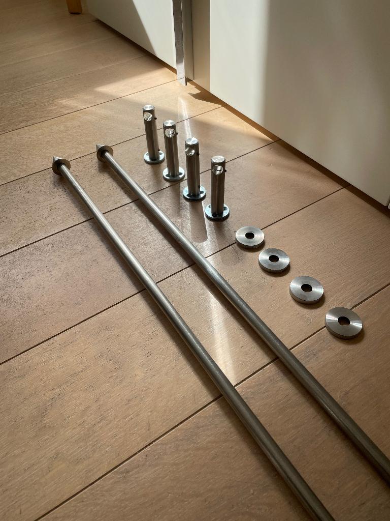 Set van 2 gordijnroedes in RVS, Ophalen, 150 tot 200 cm, Zo goed als nieuw, Minimalistisch