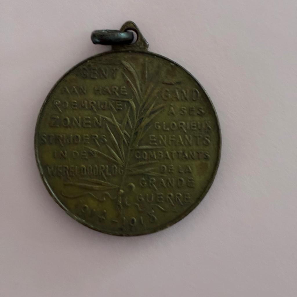 Médaille de la ville de Gand 1914-1918 BRONZE, Collections, Enlèvement ou Envoi, Autres, Ruban, Médaille ou Ailes