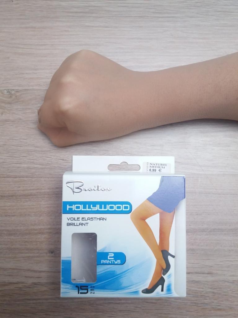 Panty Hollywood 15den Naturel M L XL en XXL 2ex/doosje, Ophalen of Verzenden, Nieuw, Panty