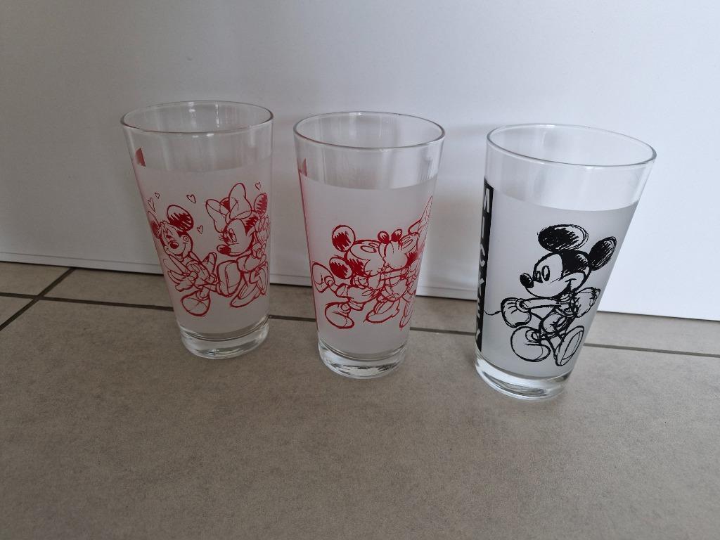 glazen Minnie en Mickey Mouse €3 per stuk, Ophalen of Verzenden, Mickey Mouse, Zo goed als nieuw, Servies