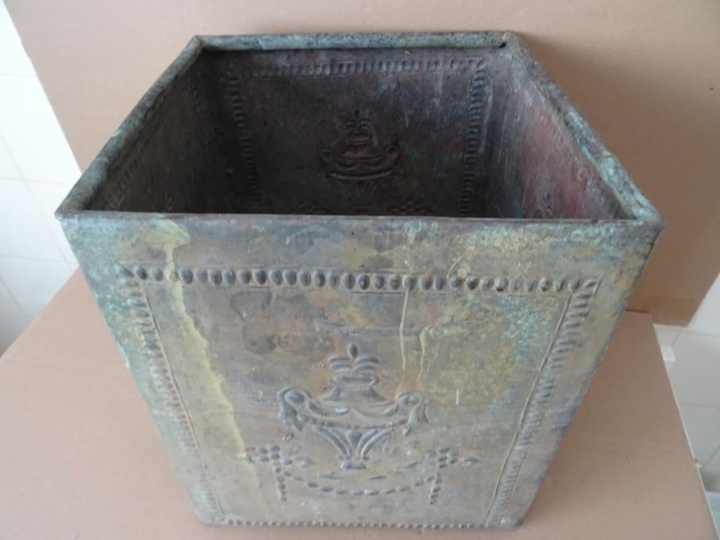 Jardinière vintage en cuivre 31x31x35cm Jardinière en cuivre, Jardin & Terrasse, Enlèvement ou Envoi, Carré, 30 à 60 cm, Utilisé