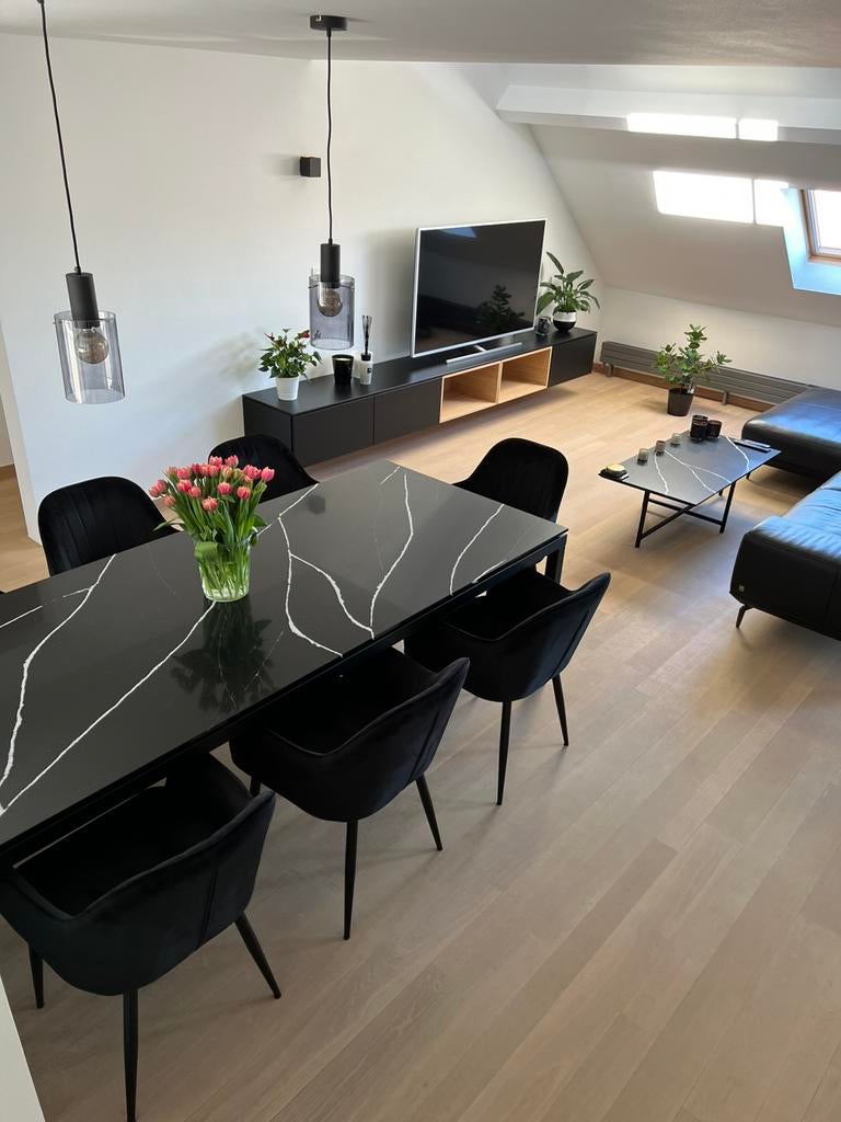 Table à manger en marbre Recor Nero Marquina 240x100, Neuf, 100 à 150 cm, Enlèvement, Modern