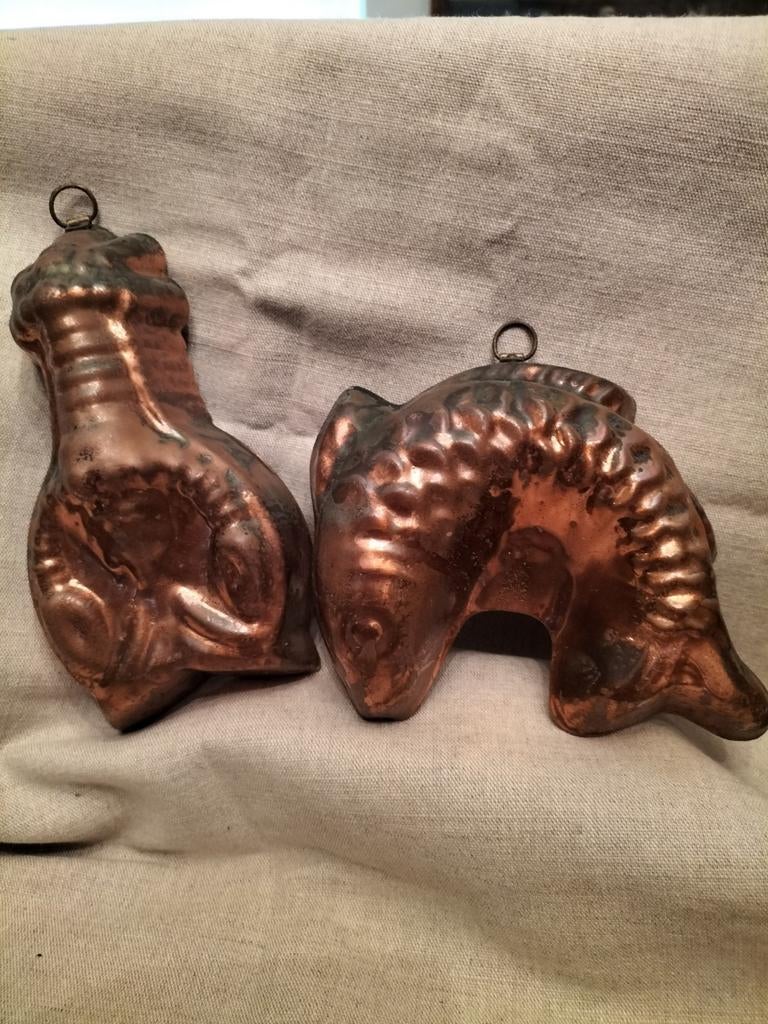 2 moules de cuisine anciens en cuivre, Antiquités & Art, Enlèvement ou Envoi, Cuivre