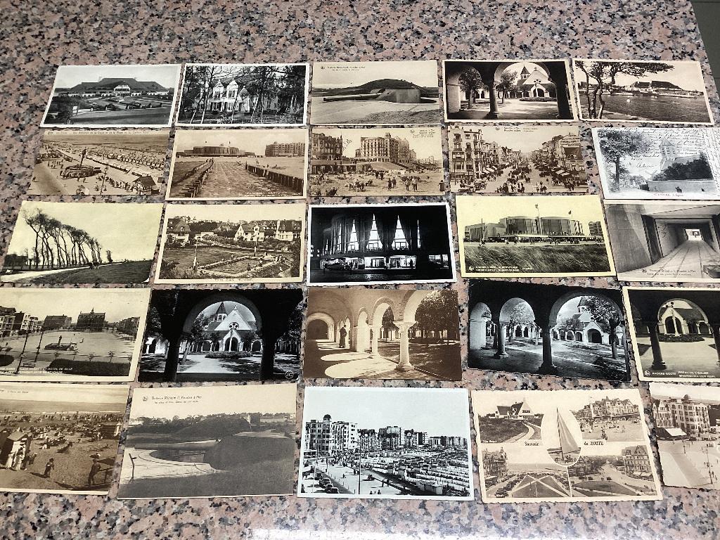 Lot de 25 cartes postales anciennes KNOKKE ZOUTE kust zee, Enlèvement ou Envoi, 1920 à 1940, Affranchie, Flandre Occidentale