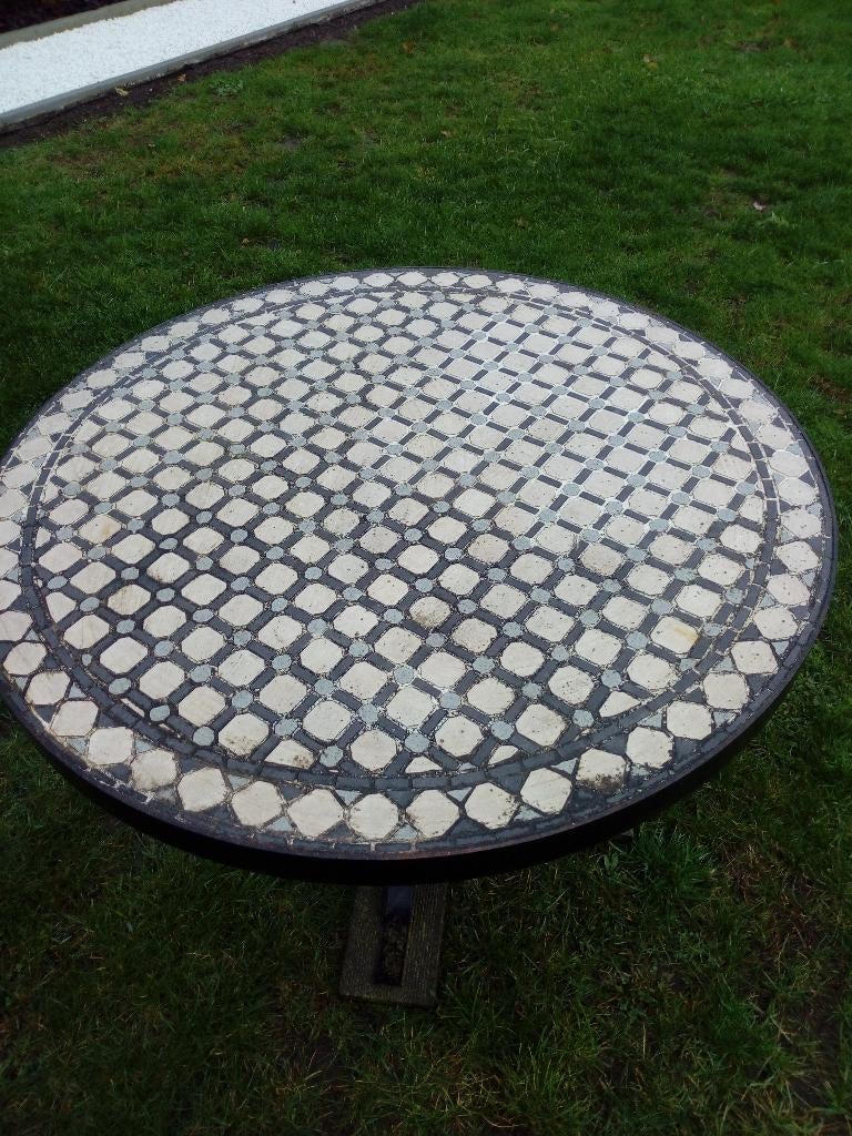 mozaiek tuintafel, Tuin en Terras, Ophalen, Gebruikt, Overige materialen