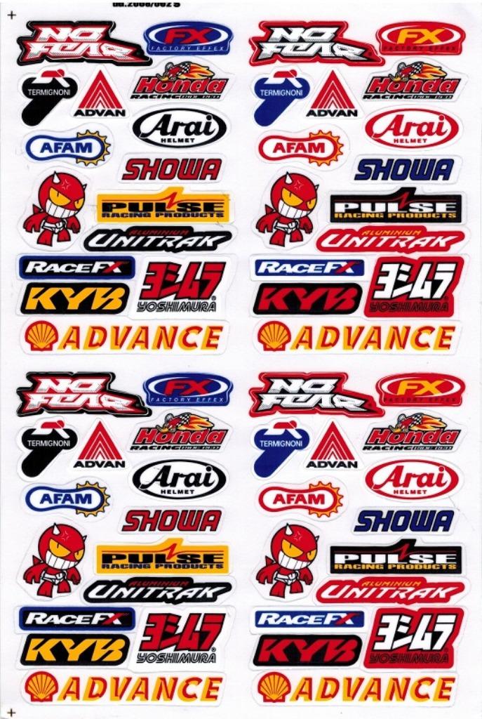 Set d'autocollants No Fear Arai Showa Yoshimura FX pour casq, Motos, Enlèvement ou Envoi