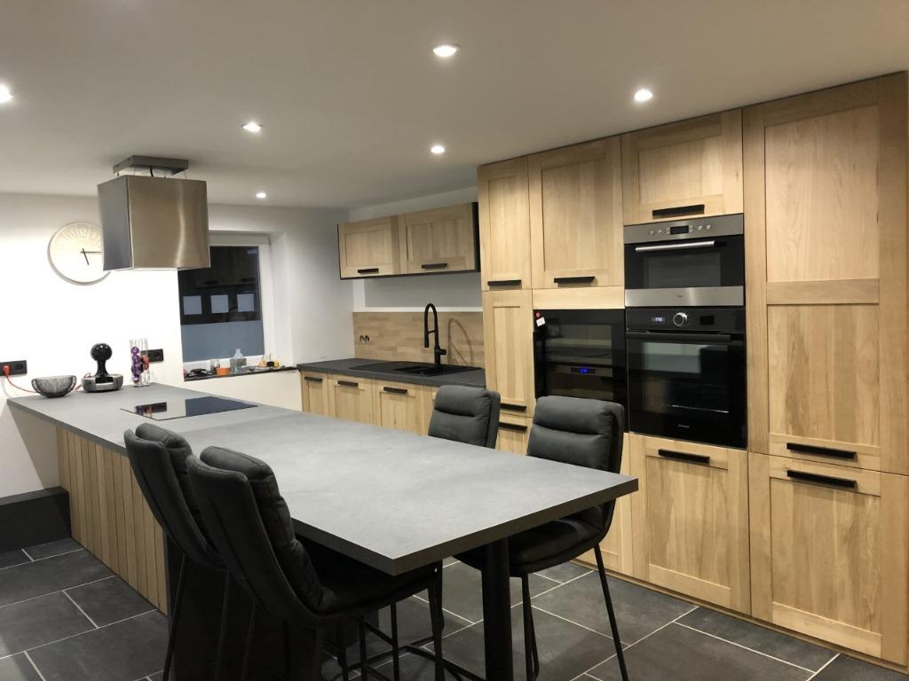 Meubles de cuisine chêne massif brut, Huis en Inrichting, Keuken | Complete keukens, Nieuw, Bruin, Hout, Met kookeiland, Ophalen