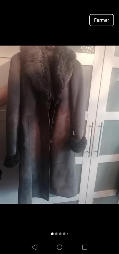 Manteau en nubuck fausse fourrure bleu gris, Enlèvement, Bleu