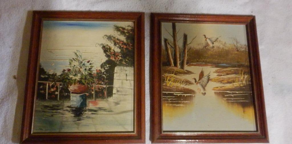 (8) -2 cadres peintures, Enlèvement ou Envoi, Comme neuf, Moins de 50 cm, Moins de 50 cm