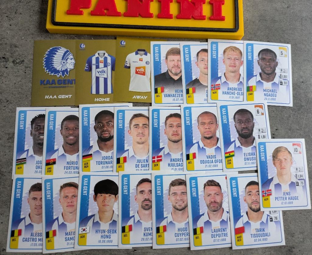 22 AUTOCOLLANTS PANINI FOOTBALL 2022/23 KAA GENT FOOTBALL, Enlèvement ou Envoi, Neuf