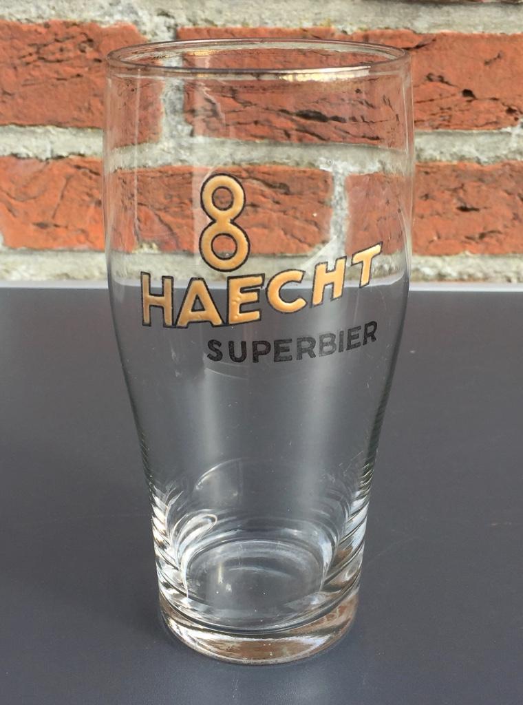 Bierglas emaille "8 Haecht Superbier", Ophalen of Verzenden, Gebruikt, Glas of Glazen, Overige merken