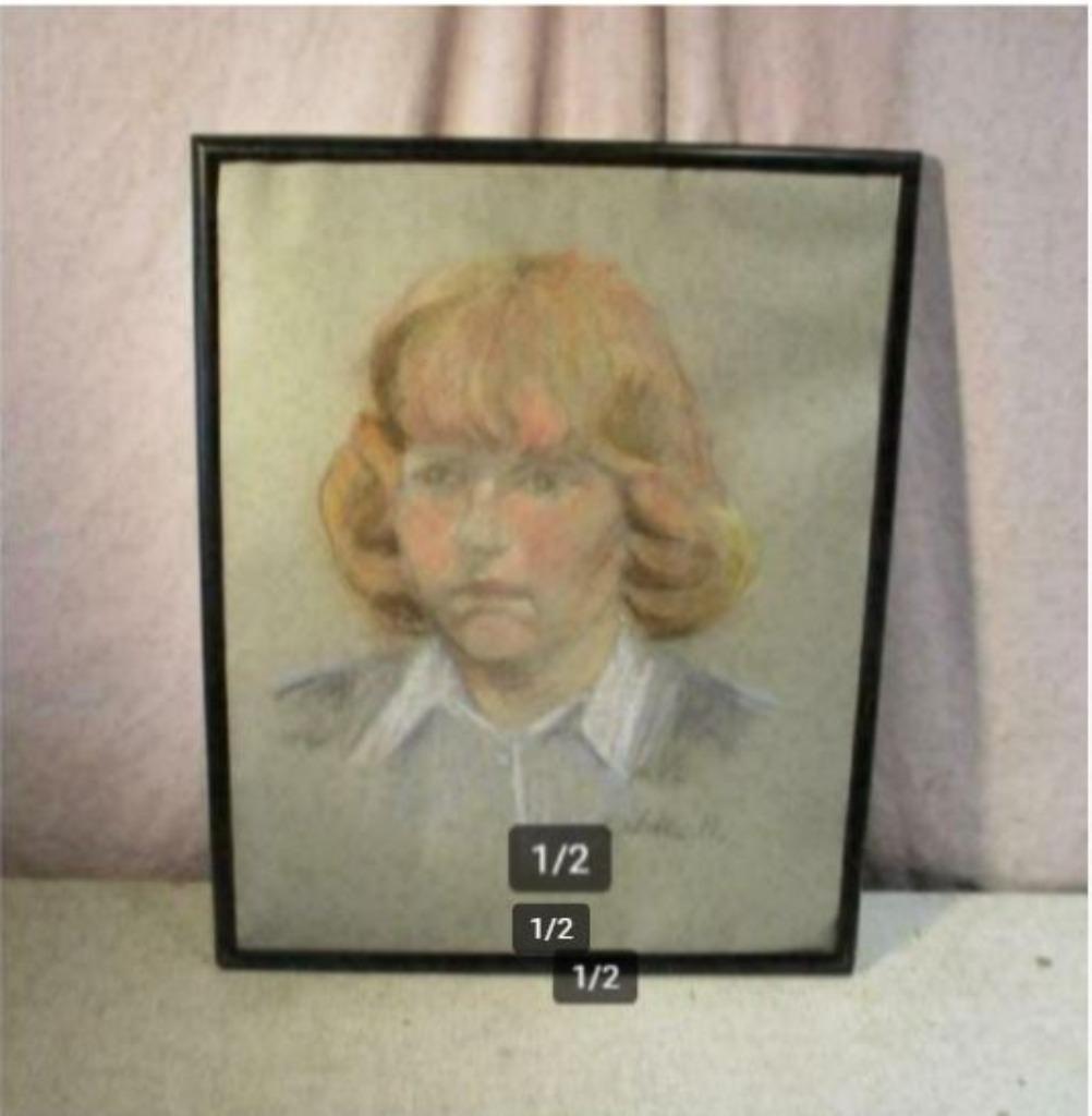 Beau Dessin 'Femme aux cheveux blonds' - Odette Hellebuyck, Antiquités & Art, Enlèvement ou Envoi