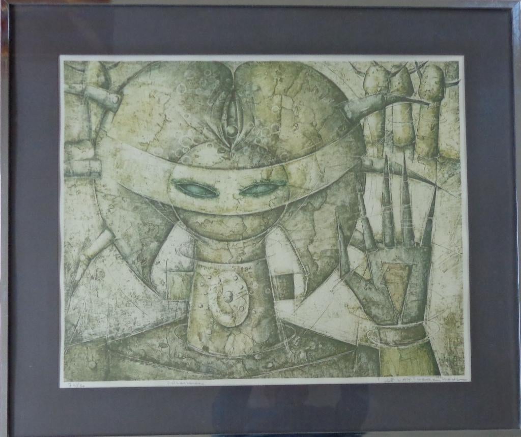 JEF VAN TUERENHOUT / PRIESTERES / KLEURLITHO / 75x87cm KADER, Antiek en Kunst, Kunst | Litho's en Zeefdrukken, Ophalen