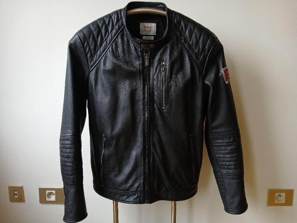 Pepe Jeans Veste de motard en cuir - Taille M – Comme neuf, Enlèvement ou Envoi, Comme neuf, Pepe Jeans, Taille 48/50 (M)
