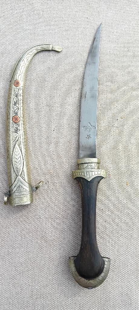 Arabische verzilverde Koummya dolk, 'Malika', Ophalen of Verzenden, Overige soorten, Mes of Dolk