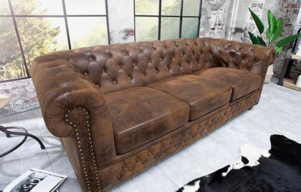 ‘Chesterfield’ 3 zit, Huis en Inrichting, Ophalen, Zo goed als nieuw, Leer