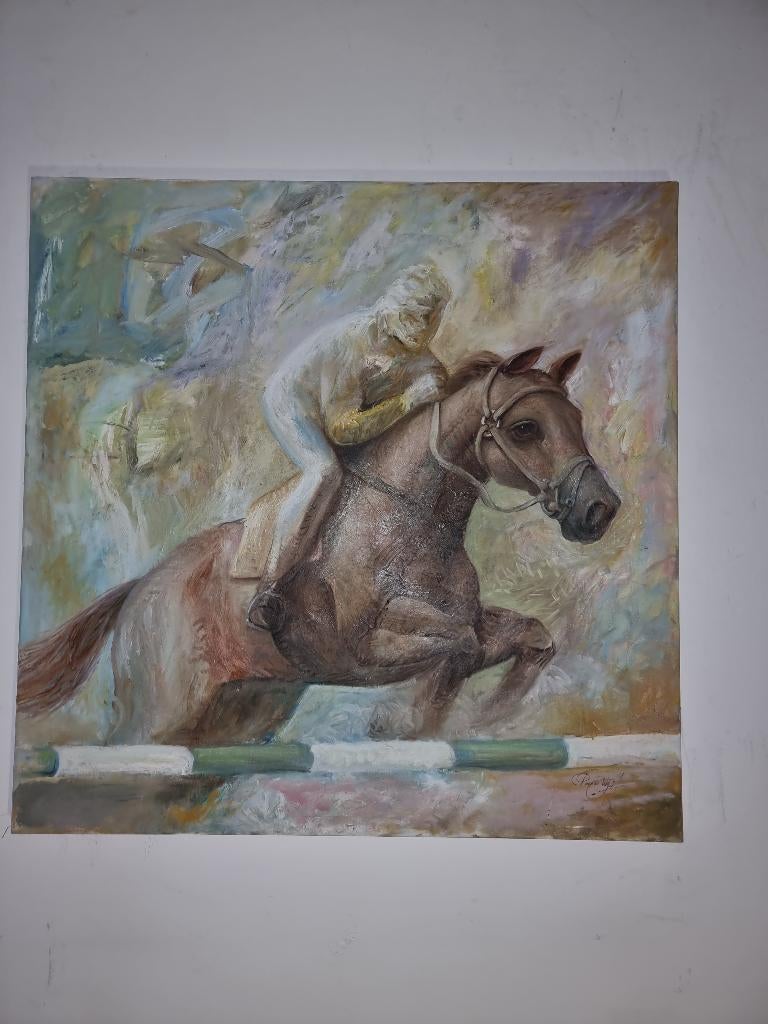 , œuvre à l'huile sur toile signée Poen de Wijs, Enlèvement