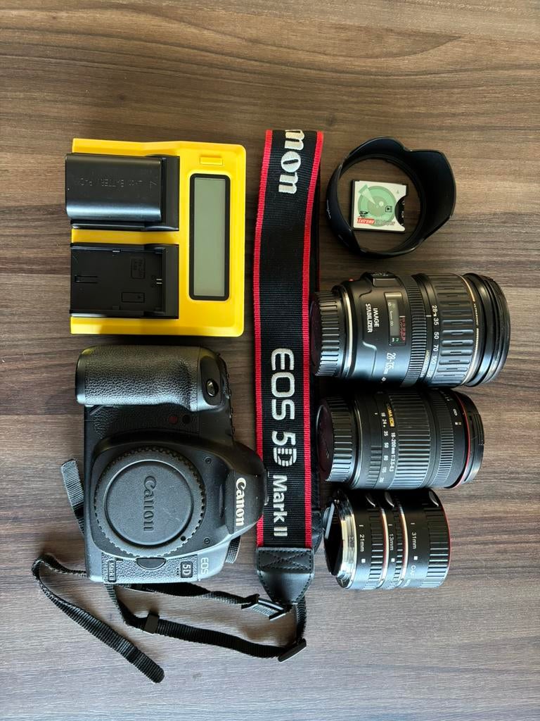 Canon 5D MkII Met lenzen en accessoires, Ophalen, Zo goed als nieuw, Canon