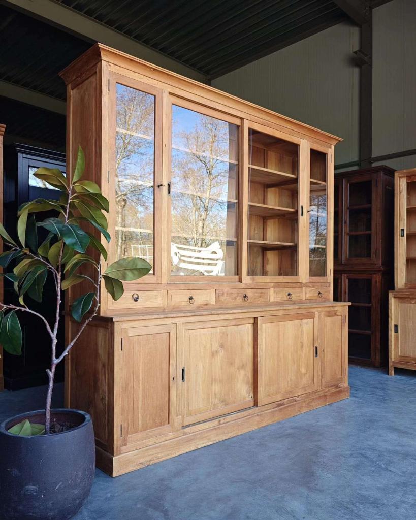 Grote winkelkast | Brede winkelvitrine teakhout #9423, Ophalen of Verzenden