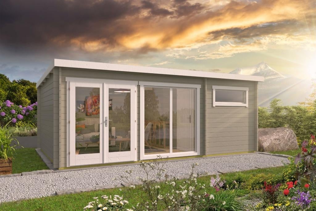 Blokhut - Tuinhuis Flow 2.0 | 40 mm | vuren onbehandeld, Verzenden, Nieuw