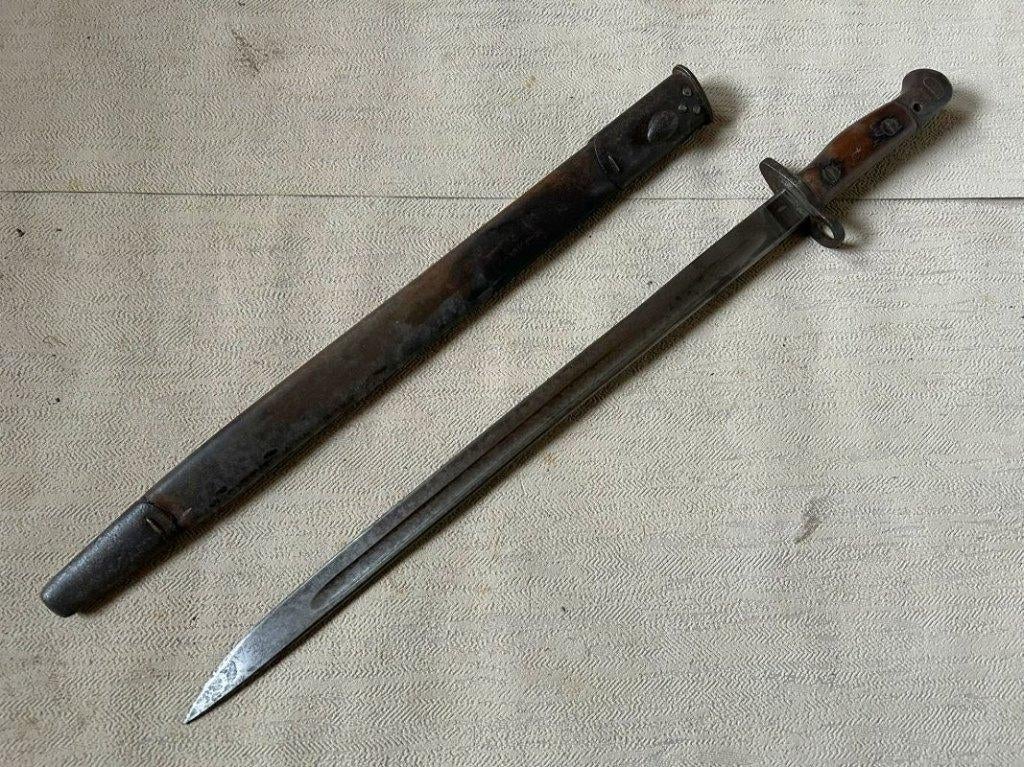 wo1 - Britse Lee Enfield bajonet P1907 met schede - 1916, Collections, Objets militaires | Général, Enlèvement ou Envoi, Armée de terre