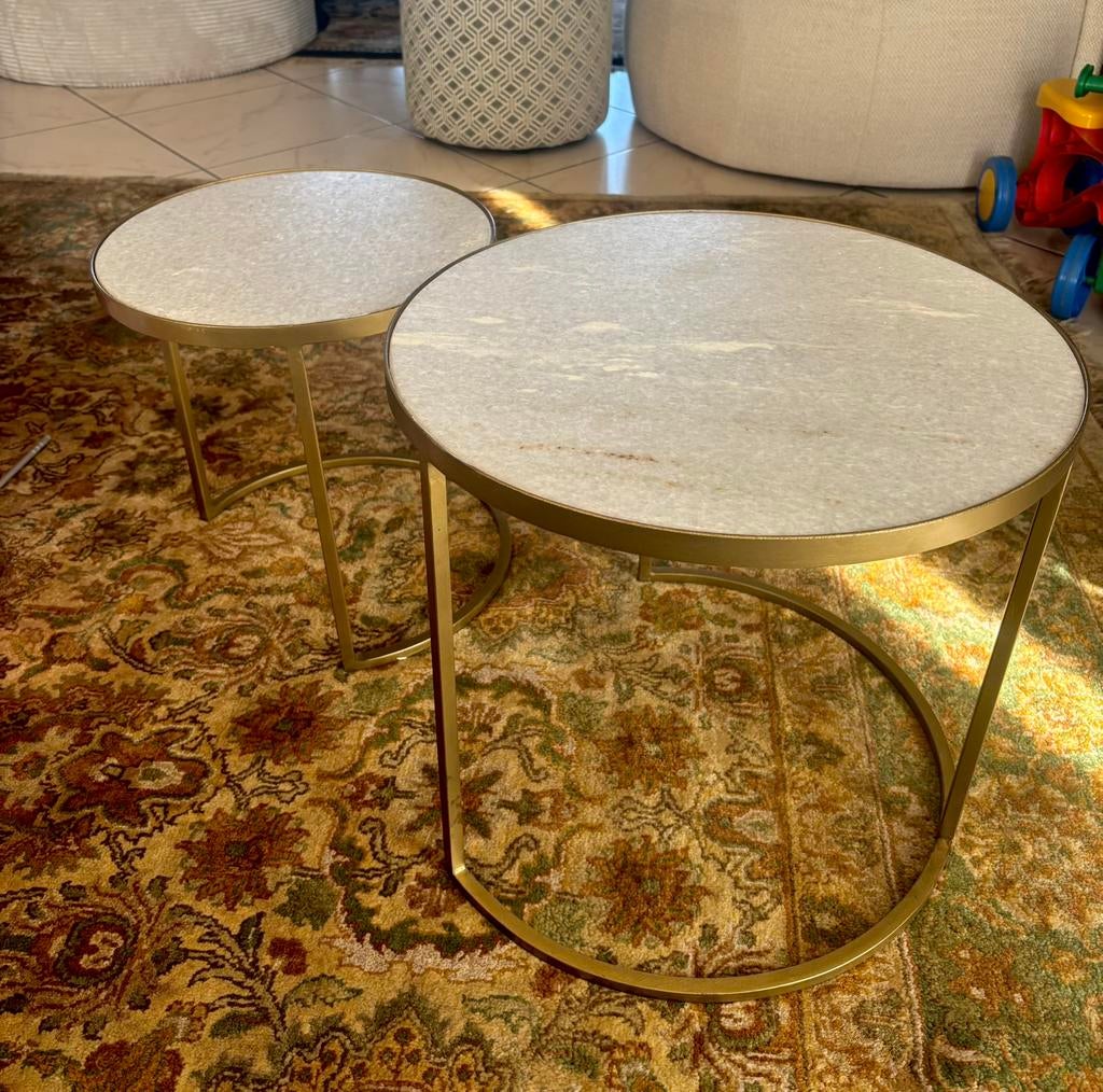 2 bijzettafeltjes marmer, Huis en Inrichting, Ophalen, Zo goed als nieuw