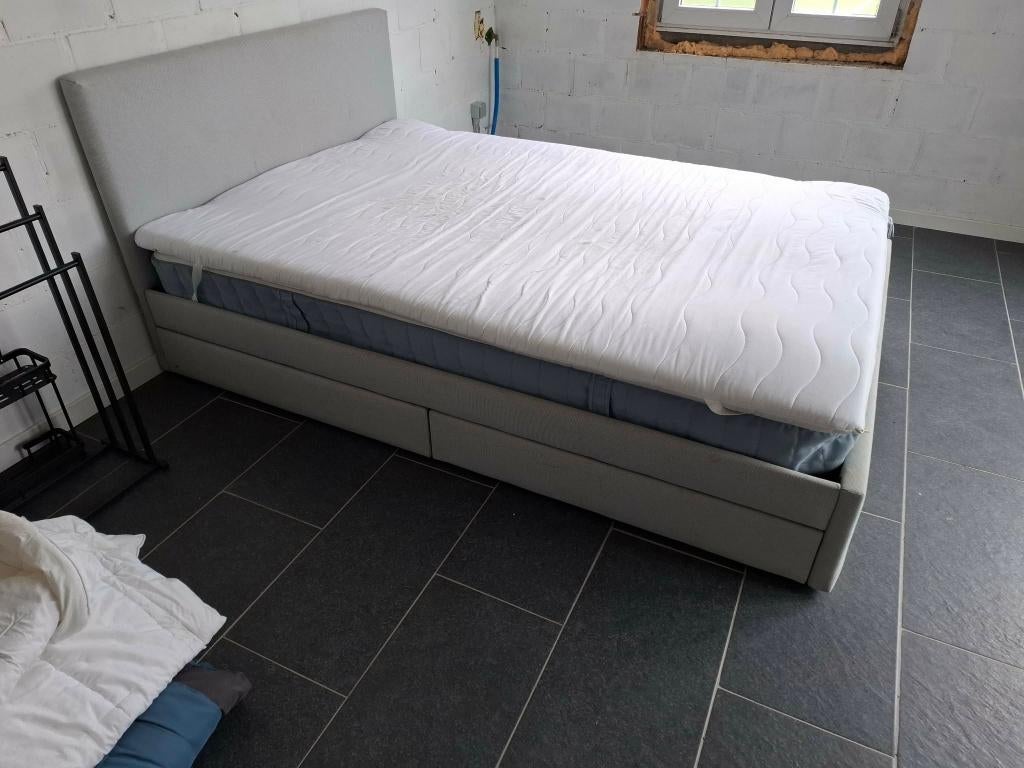 Comfortabel tweepersoonsbed met opbergruimte, Ophalen, Gebruikt, Tweepersoons, 140 cm