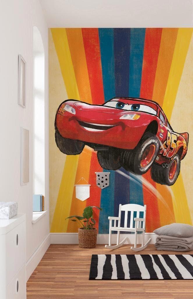 Disney Cars Vlies Behang Jump - 200x280 - Gratis Verzending, Enlèvement ou Envoi, Neuf, Décoration murale