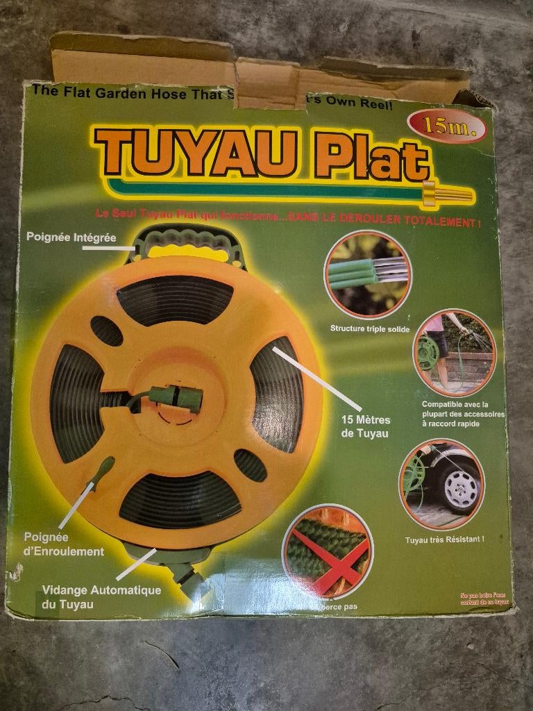 Tuyau d’arrosage plat sur enrouleur, Jardin & Terrasse, Enlèvement, Neuf, Tuyau d'arrosage