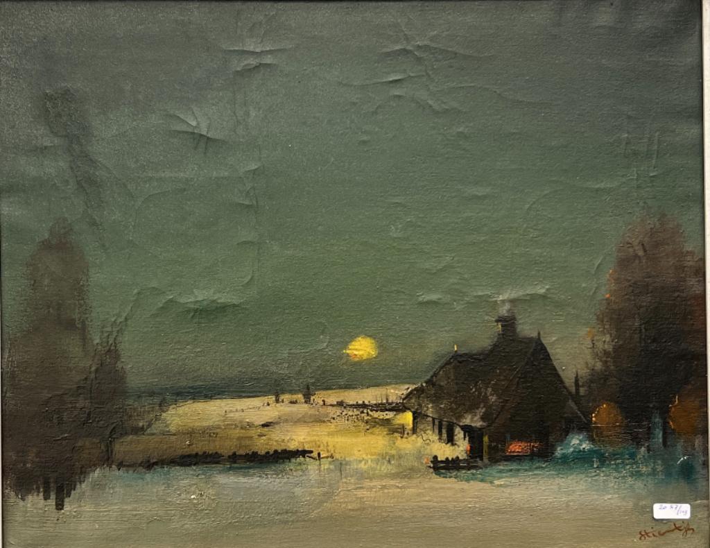Staf Stientjes (1883-1974): Winterlandschap (O/D, 75 x 64 cm, Antiek en Kunst, Kunst | Schilderijen | Klassiek, Ophalen of Verzenden