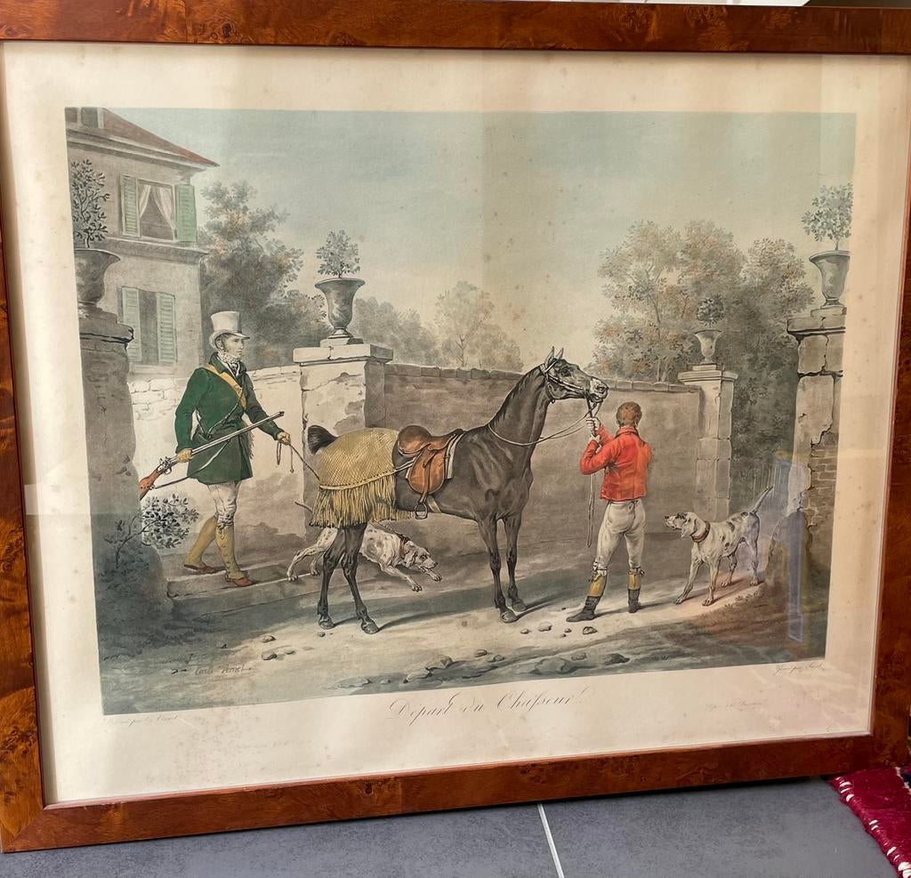 Vernet - gravure van een ruiter die op jacht gaat