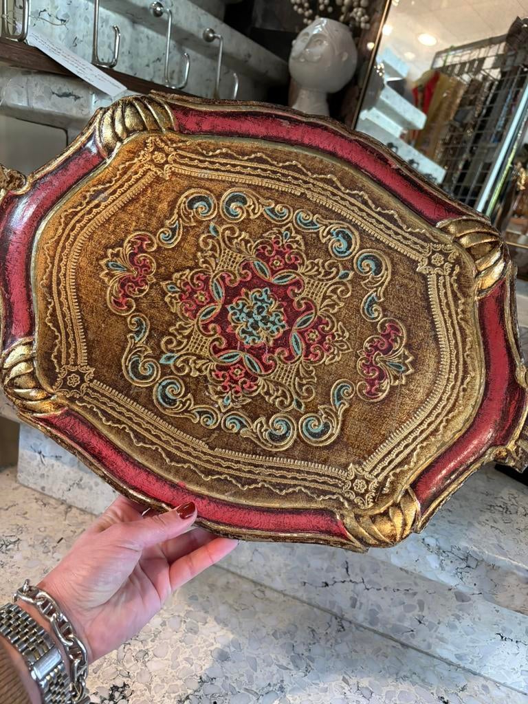 Vintage Florentijns dienblad, Enlèvement ou Envoi, Comme neuf, Bois