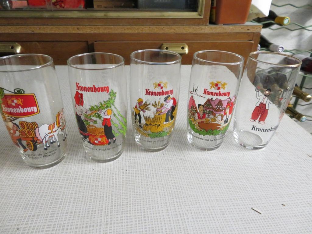 Verres à bière Kronenbourg 5 pièces, Collections, Enlèvement, Comme neuf