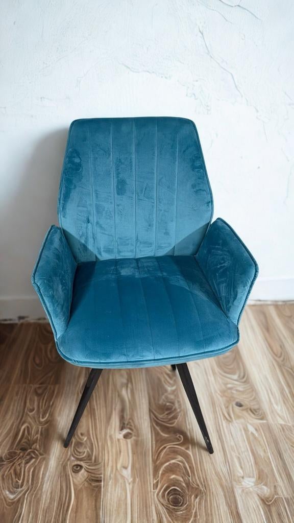 6 Chaises fauteuils en velour rotative, Maison & Meubles, Enlèvement, Bleu