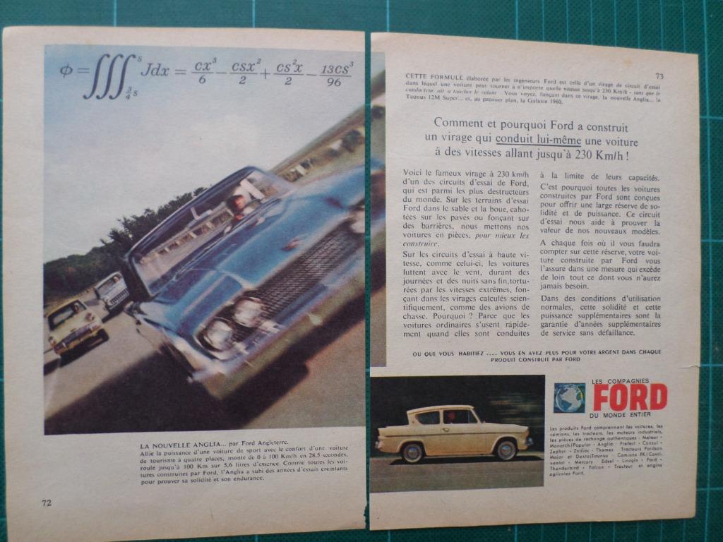 Ford Anglia - publicité papier - 1959, Ophalen of Verzenden, Gebruikt, Overige typen