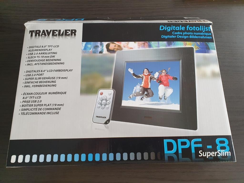 Traveler DPF-8 superslim (nieuw), TV, Hi-fi & Vidéo, Enlèvement ou Envoi, Neuf, Télécommande